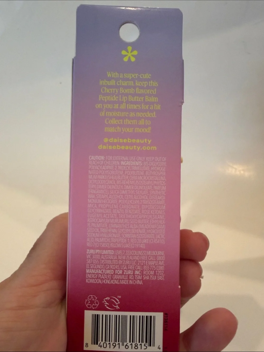 NWT Daise Cherry Bomb Peptide Lip Butter Balm 0.5oz- Pink